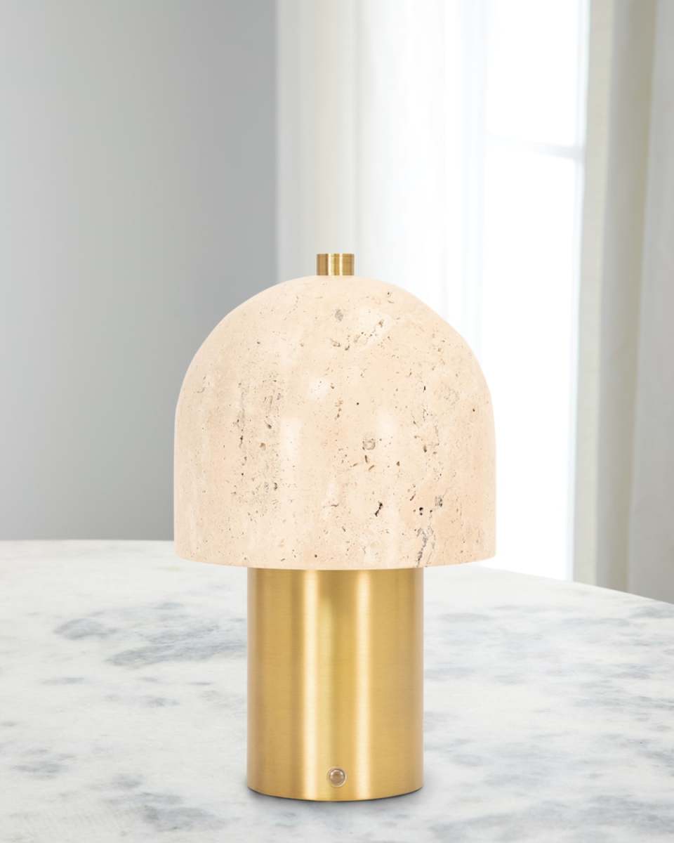 Travertine Rechargeable 10.5" Table Lamp